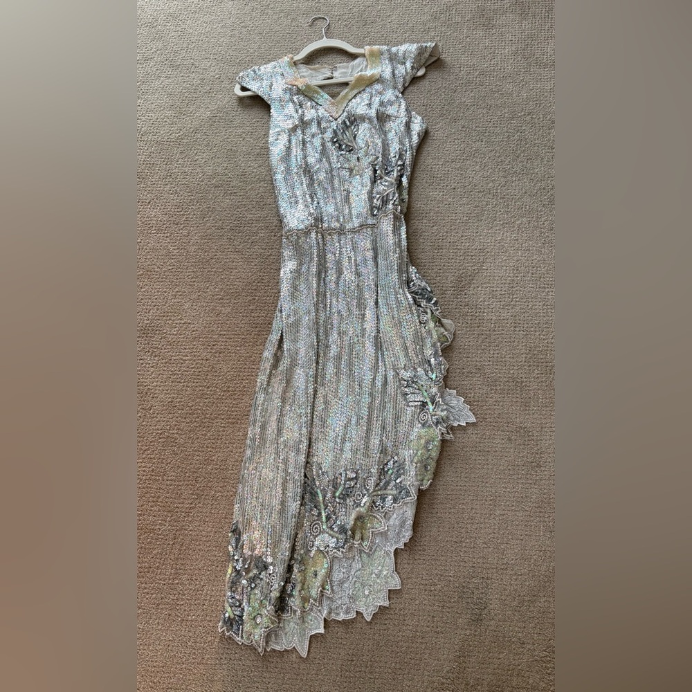 Silver Sequined Fancy Cocktail Dress